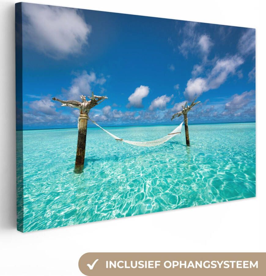 OneMillionCanvasses Canvas Schilderij Zee Hangmat Lucht 30x20 cm Wanddecoratie