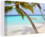 OneMillionCanvasses Canvas Schilderij Zee Palmboom Hangmat 60x40 cm Wanddecoratie - Thumbnail 1