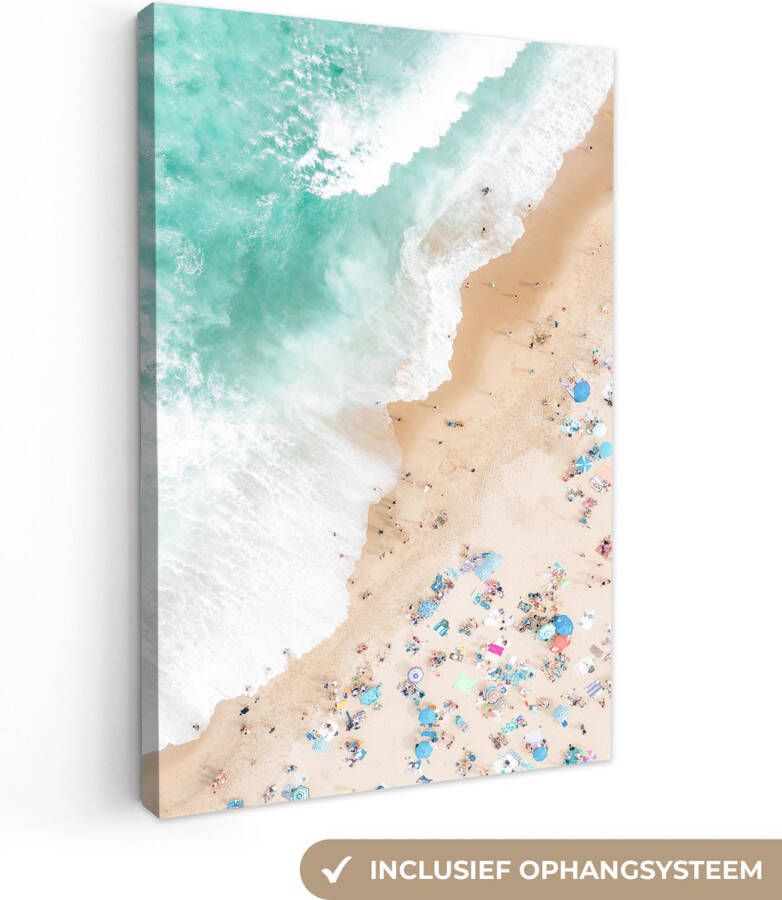 OneMillionCanvasses Canvas schilderij 120x180 cm Wanddecoratie Zee Strand Parasols Zomer Muurdecoratie woonkamer Slaapkamer decoratie Kamer accessoires Schilderijen op canvas