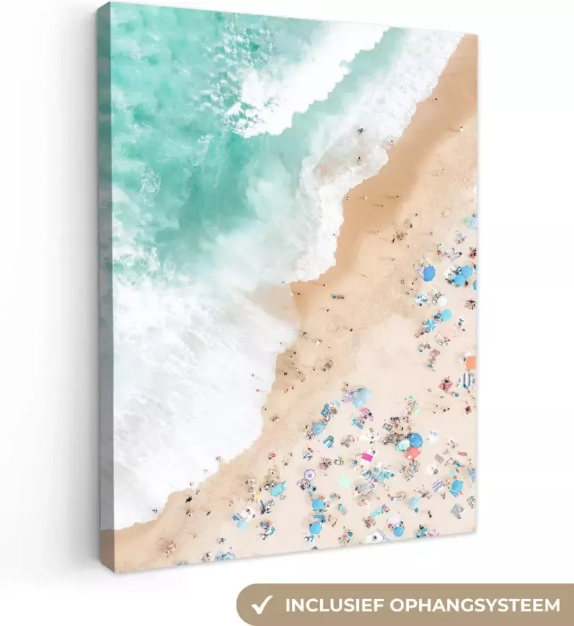 OneMillionCanvasses Canvas Schilderij Zee Strand Parasols Zomer 30x40 cm Wanddecoratie