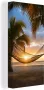 OneMillionCanvasses Canvas Schilderij Zonsondergang Hangmat Palmboom 40x80 cm Wanddecoratie - Thumbnail 1