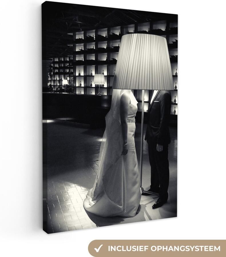 OneMillionCanvasses Canvas Bruiloft Lamp Jurk Wanddecoratie 20x30 cm Schilderij Canvas doek