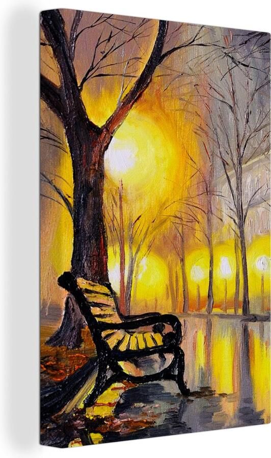 Canvas schilderij 20x30 cm Wanddecoratie Schilderij Bank Water Licht Olieverf Muurdecoratie woonkamer Slaapkamer decoratie Kamer accessoires Schilderijen op canvas