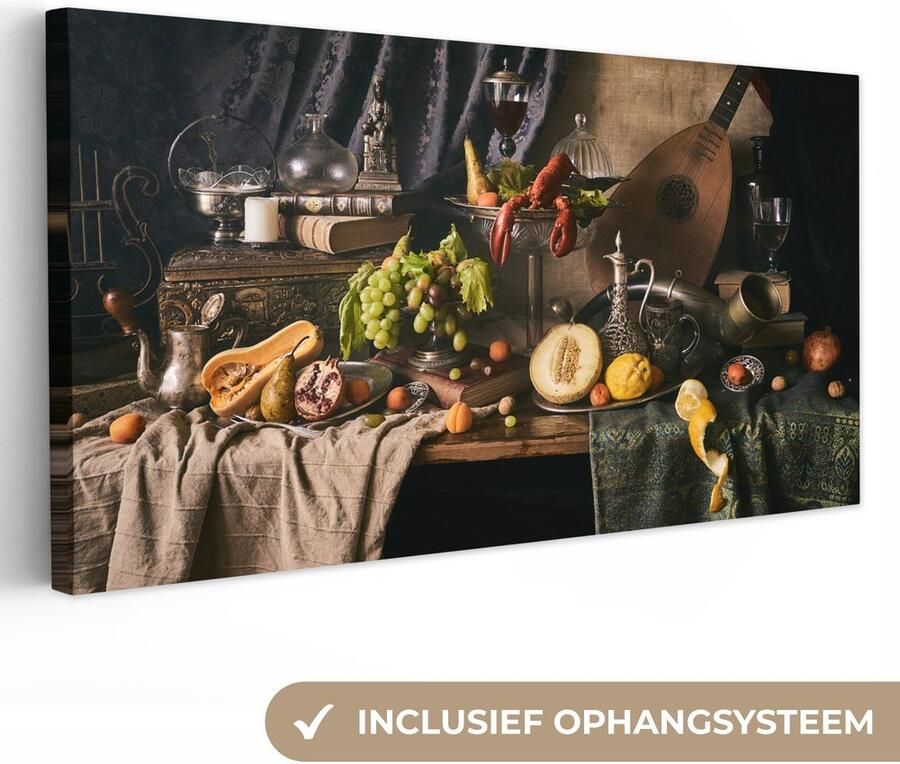 OneMillionCanvasses Canvas schilderij 40x20 cm Wanddecoratie Stilleven Eten Tafel Muurdecoratie woonkamer Slaapkamer decoratie Kamer accessoires Schilderijen op canvas