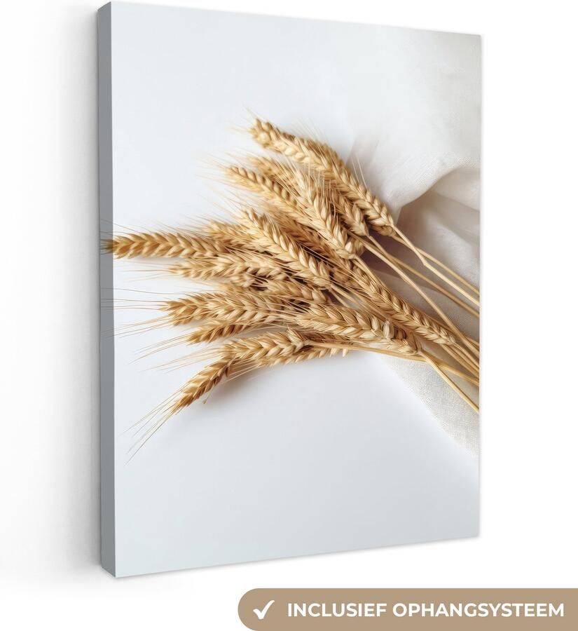 OneMillionCanvasses Canvas schilderij 60x80 cm Wanddecoratie Graan Geel Wit Natuur Stilleven Muurdecoratie woonkamer Slaapkamer decoratie Kamer accessoires Schilderijen