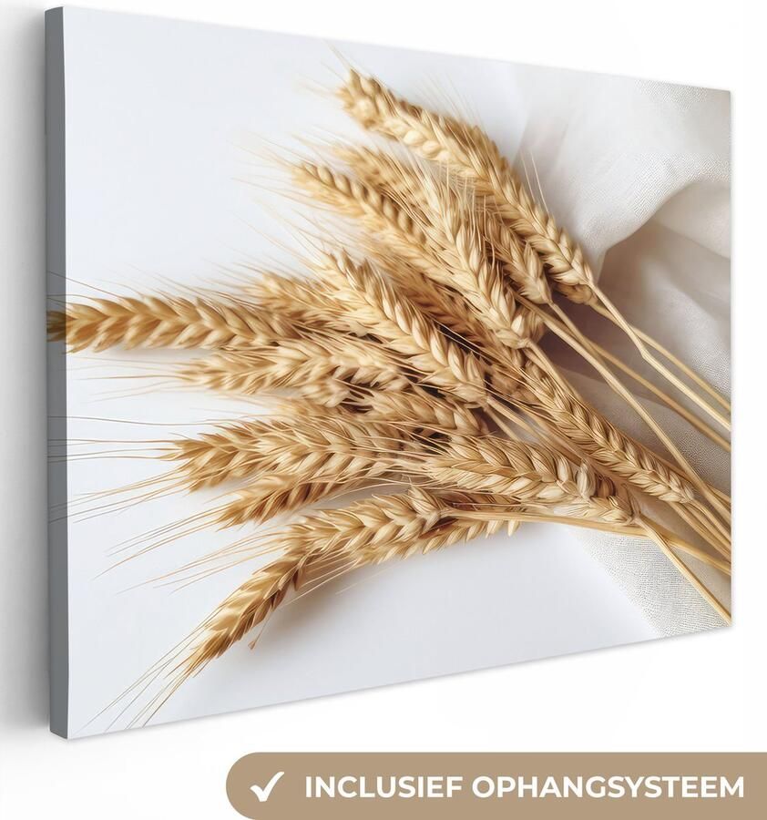 OneMillionCanvasses Canvas schilderij 120x90 cm Wanddecoratie Graan Geel Wit Natuur Stilleven Muurdecoratie woonkamer Slaapkamer decoratie Kamer accessoires Schilderijen