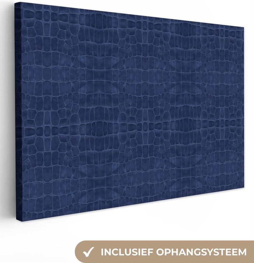 OneMillionCanvasses Canvas Schilderij Inductie beschermer Leer Blauw Dierenhuid 90x60 cm Wanddecoratie - Foto 2