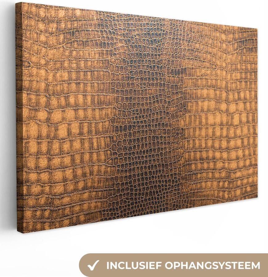 OneMillionCanvasses Canvas Schilderij Inductie beschermer Leer Structuur Dierenhuid 120x80 cm Wanddecoratie - Foto 6