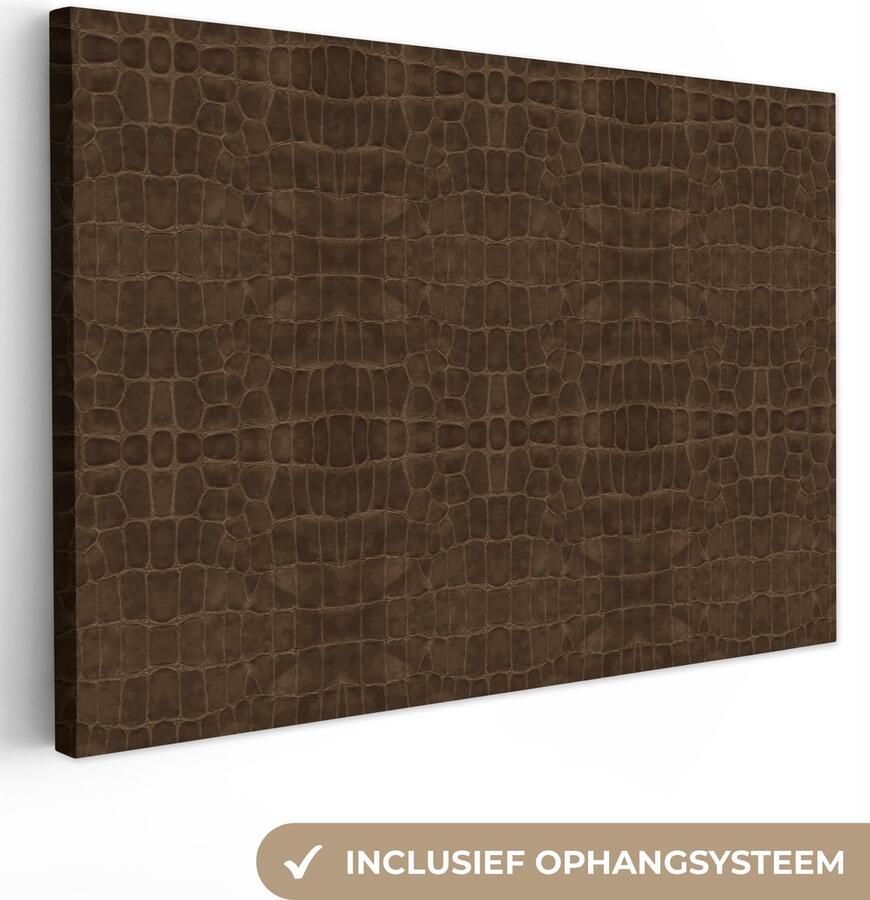 OneMillionCanvasses Canvas schilderij 140x90 cm Wanddecoratie Inductie beschermer Leer Bruin Dierenhuid Muurdecoratie woonkamer Slaapkamer decoratie Kamer accessoires Schilderijen
