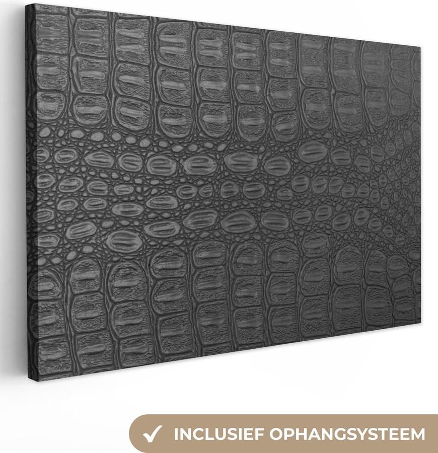 OneMillionCanvasses Canvas schilderij 180x120 cm Wanddecoratie Inductie beschermer Leer Zwart Dierenhuid Muurdecoratie woonkamer Slaapkamer decoratie Kamer accessoires Schilderijen