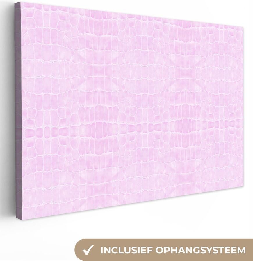 OneMillionCanvasses Canvas Schilderij Inductie beschermer Leer Roze Dierenhuid 60x40 cm Wanddecoratie - Foto 3