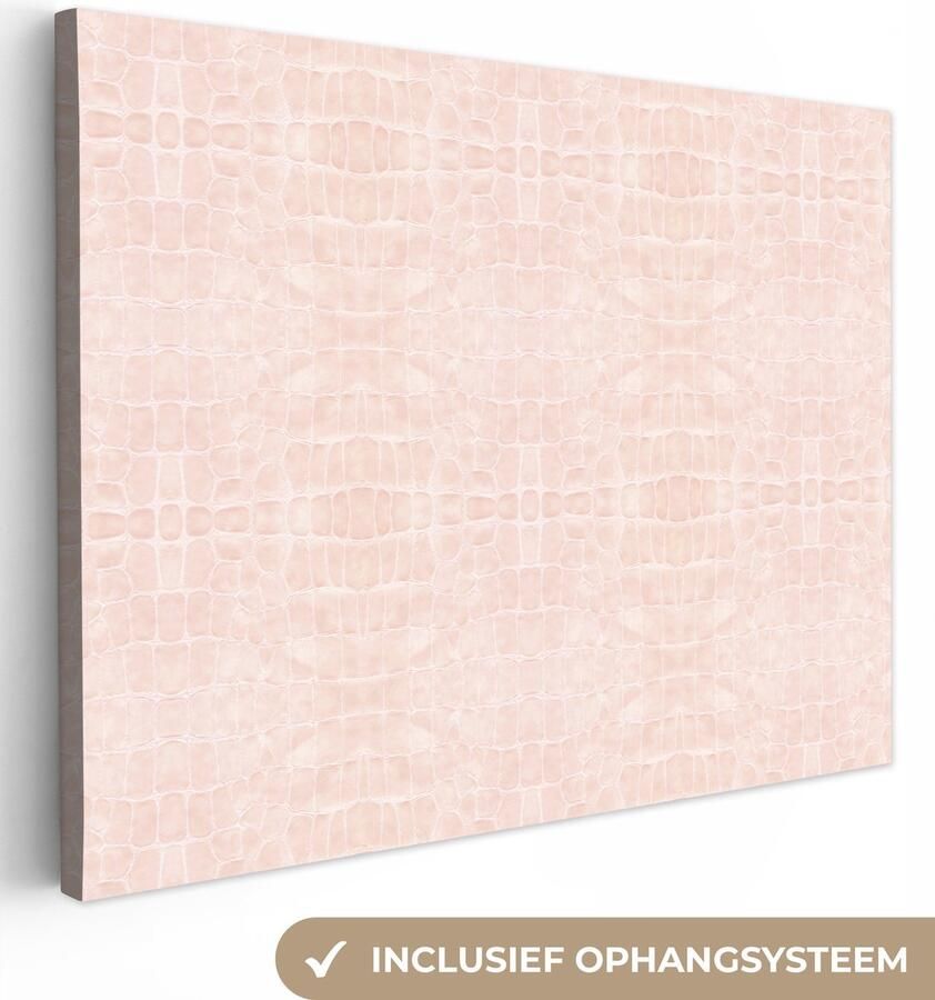 OneMillionCanvasses Canvas Schilderij Inductie beschermer Leer Roze Dierenhuid 40x30 cm Wanddecoratie