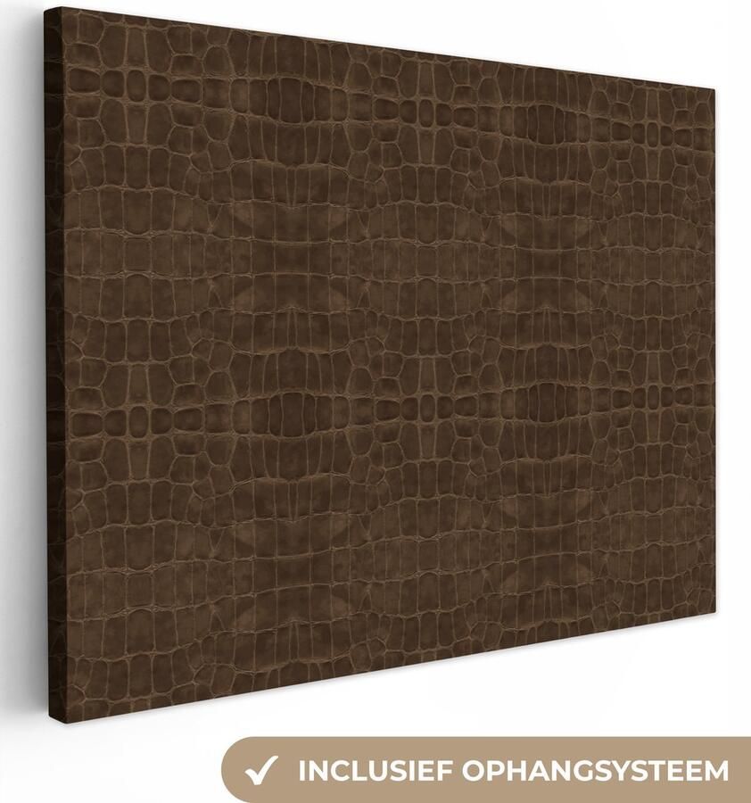 OneMillionCanvasses Canvas Schilderij Inductie beschermer Leer Structuur Dierenhuid 40x30 cm Wanddecoratie - Foto 8