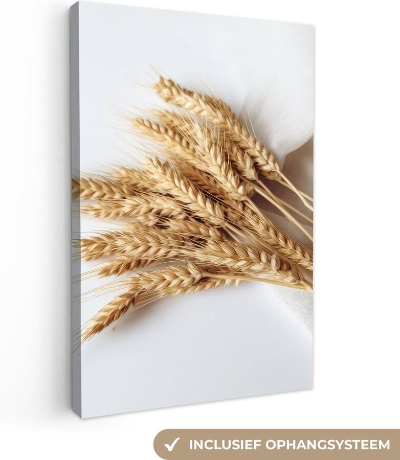 OneMillionCanvasses Canvas schilderij 40x60 cm Wanddecoratie Graan Geel Wit Natuur Stilleven Muurdecoratie woonkamer Slaapkamer decoratie Kamer accessoires Schilderijen