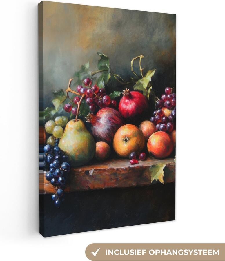 OneMillionCanvasses Canvas schilderij 40x60 cm Wanddecoratie Rustiek Stilleven Fruit Muurdecoratie woonkamer Slaapkamer decoratie Kamer accessoires Schilderijen op canvas