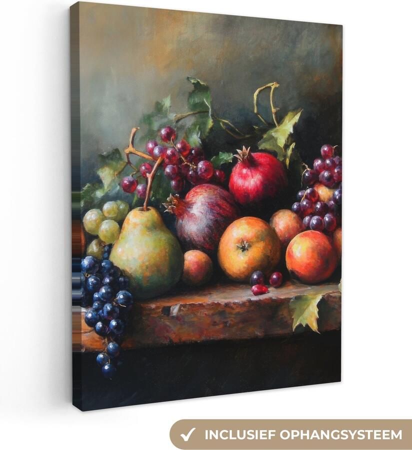 OneMillionCanvasses Canvas schilderij 30x40 cm Wanddecoratie Rustiek Stilleven Fruit Muurdecoratie woonkamer Slaapkamer decoratie Kamer accessoires Schilderijen op canvas