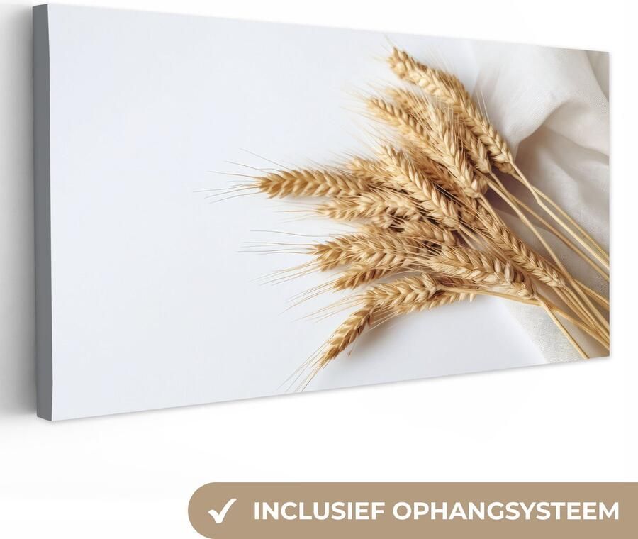 OneMillionCanvasses Canvas schilderij 40x20 cm Wanddecoratie Graan Geel Wit Natuur Stilleven Muurdecoratie woonkamer Slaapkamer decoratie Kamer accessoires Schilderijen