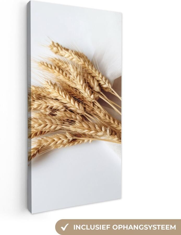 OneMillionCanvasses Canvas schilderij 40x80 cm Wanddecoratie Graan Geel Wit Natuur Stilleven Muurdecoratie woonkamer Slaapkamer decoratie Kamer accessoires Schilderijen