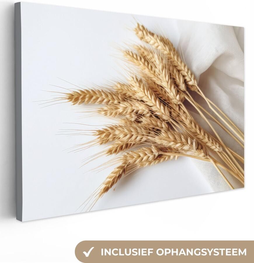 OneMillionCanvasses Canvas schilderij 180x120 cm Wanddecoratie Graan Geel Wit Natuur Stilleven Muurdecoratie woonkamer Slaapkamer decoratie Kamer accessoires Schilderijen