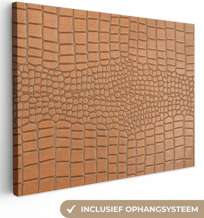 OneMillionCanvasses Canvas Schilderij Inductie beschermer Bruin Dierenhuid 120x90 cm Wanddecoratie