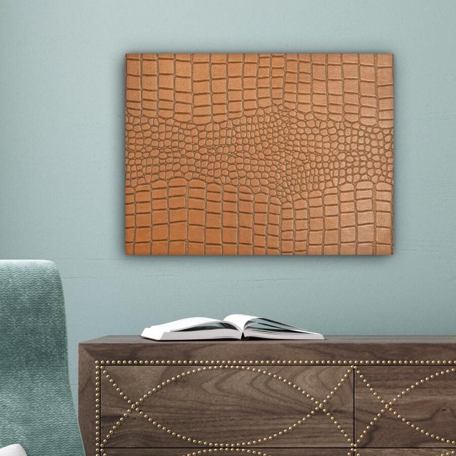 OneMillionCanvasses Canvas Schilderij Inductie beschermer Bruin Dierenhuid 40x30 cm Wanddecoratie