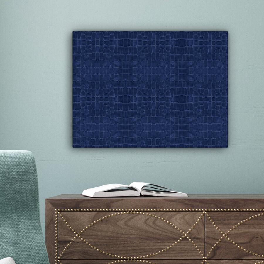 OneMillionCanvasses Canvas Schilderij Inductie beschermer Leer Blauw Dierenhuid 40x30 cm Wanddecoratie - Foto 3