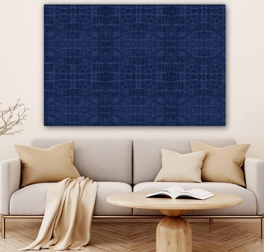 OneMillionCanvasses Canvas Schilderij Inductie beschermer Leer Blauw Dierenhuid 120x80 cm Wanddecoratie - Foto 4