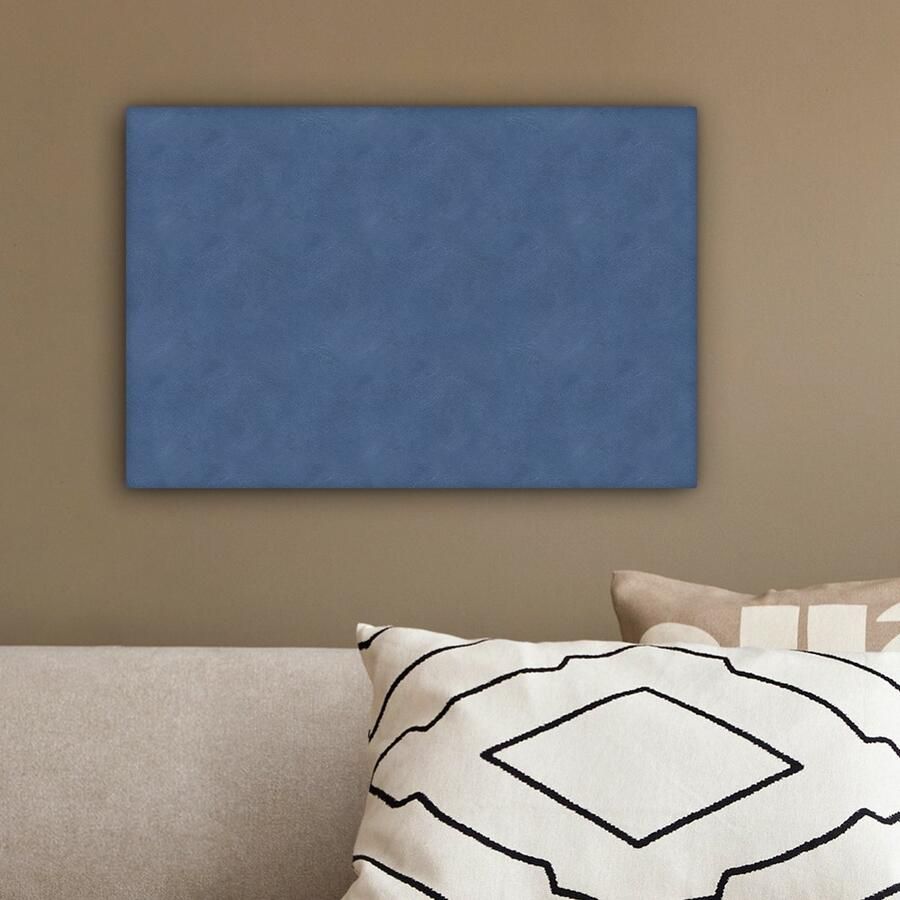 OneMillionCanvasses Canvas Schilderij Inductie beschermer Leer Blauw Dierenhuid 30x20 cm Wanddecoratie