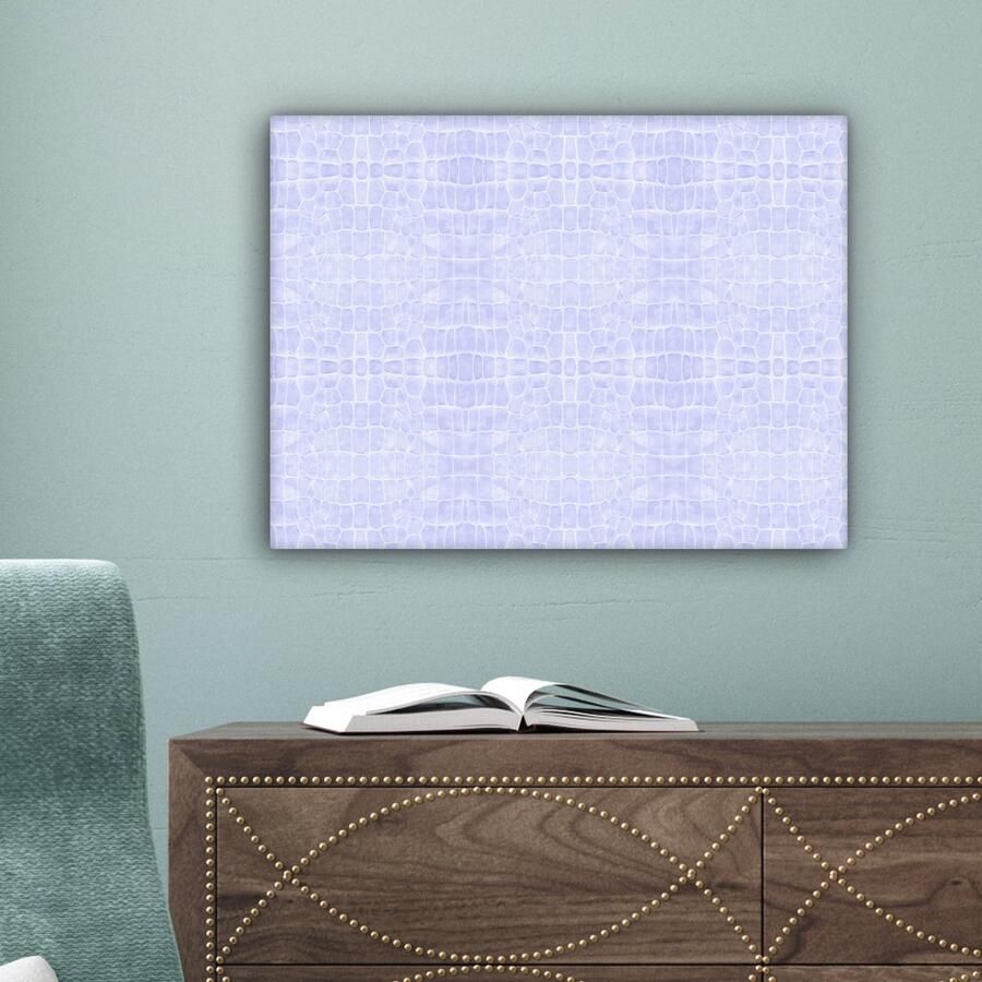 OneMillionCanvasses Canvas Schilderij Inductie beschermer Leer Blauw Dierenhuid 40x30 cm Wanddecoratie