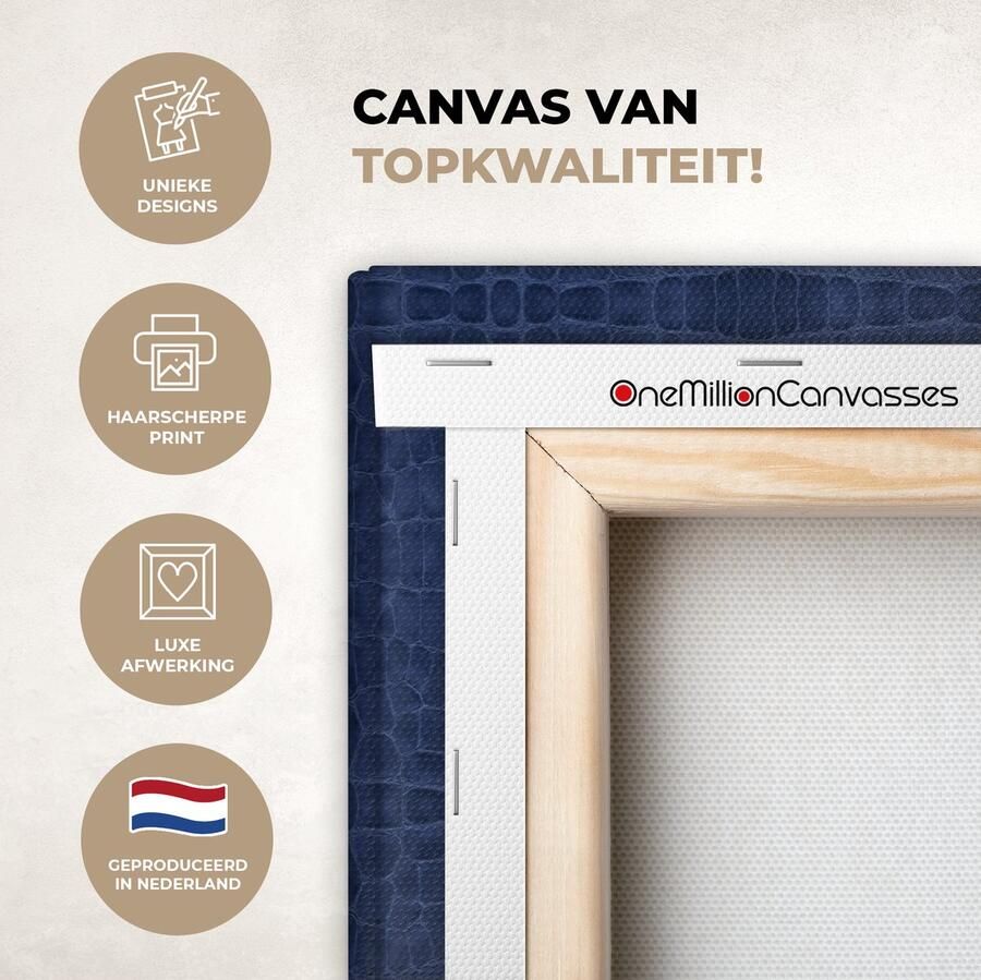 OneMillionCanvasses Canvas Schilderij Inductie beschermer Leer Blauw Dierenhuid 30x20 cm Wanddecoratie - Foto 4