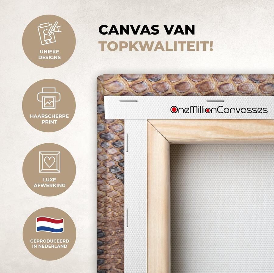 OneMillionCanvasses Canvas Schilderij Inductie beschermer Leer Bruin Dierenhuid 90x60 cm Wanddecoratie