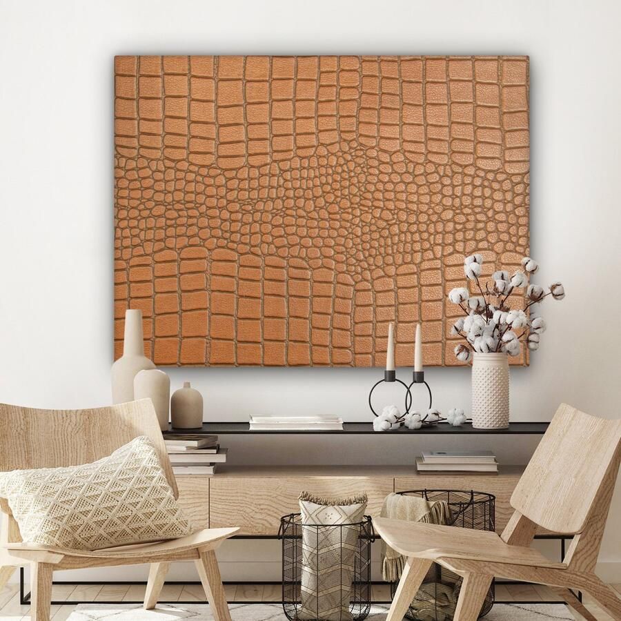 OneMillionCanvasses Canvas Schilderij Inductie beschermer Leer Bruin Dierenhuid 120x90 cm Wanddecoratie
