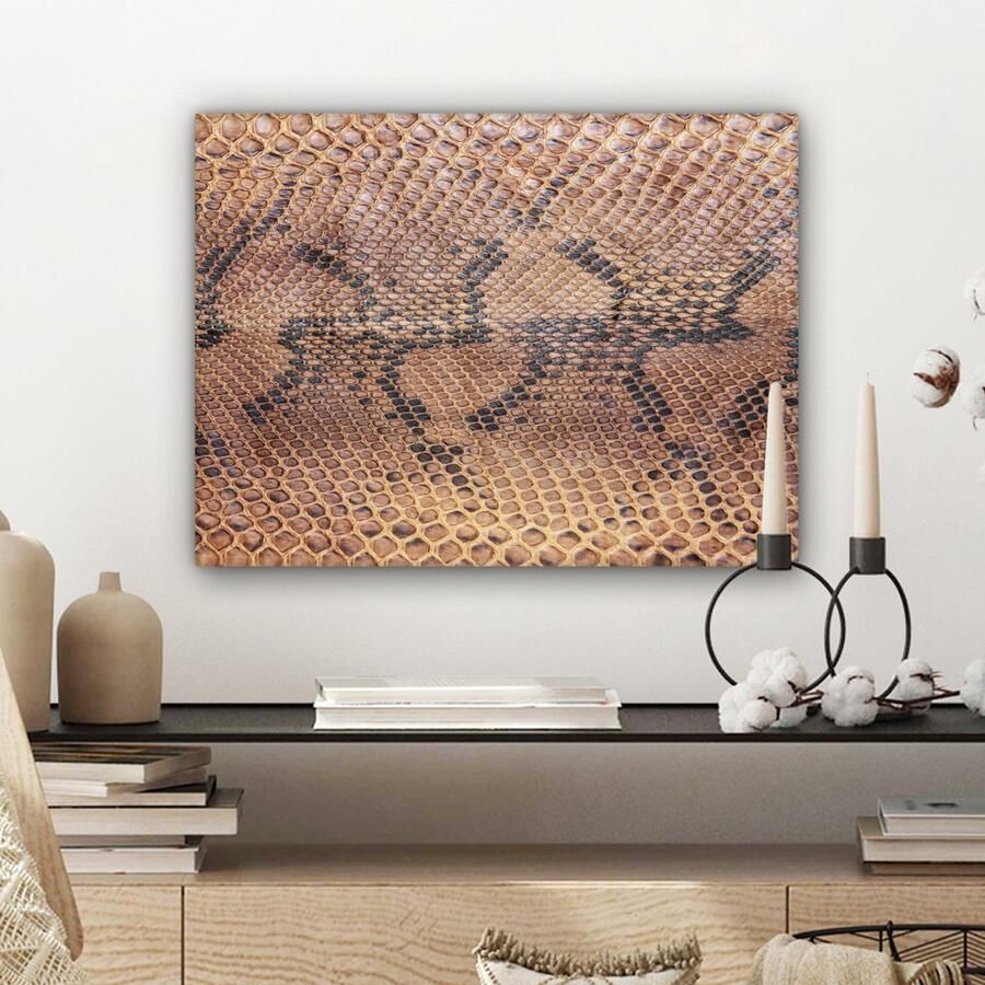 OneMillionCanvasses Canvas Schilderij Inductie beschermer Leer Bruin Dierenhuid 40x30 cm Wanddecoratie