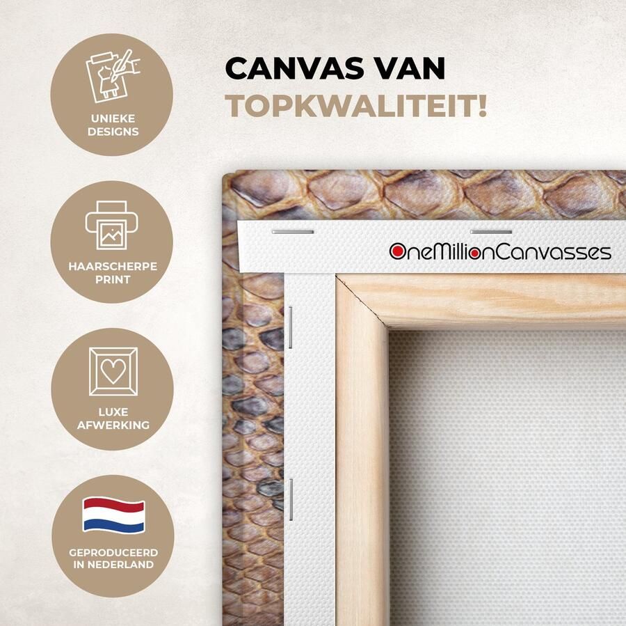 OneMillionCanvasses Canvas Schilderij Inductie beschermer Leer Bruin Dierenhuid 80x60 cm Wanddecoratie