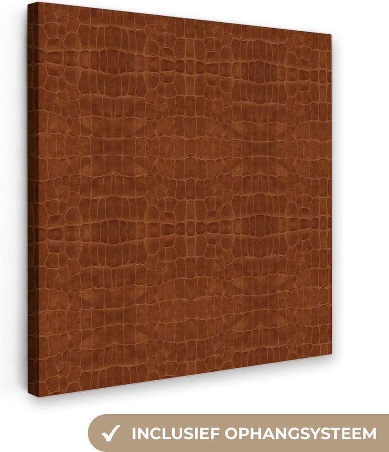 Canvas schilderij 50x50 cm Wanddecoratie Inductie beschermer Leer Bruin Dierenhuid Muurdecoratie woonkamer Slaapkamer decoratie Kamer accessoires Schilderijen op canvas - Foto 1