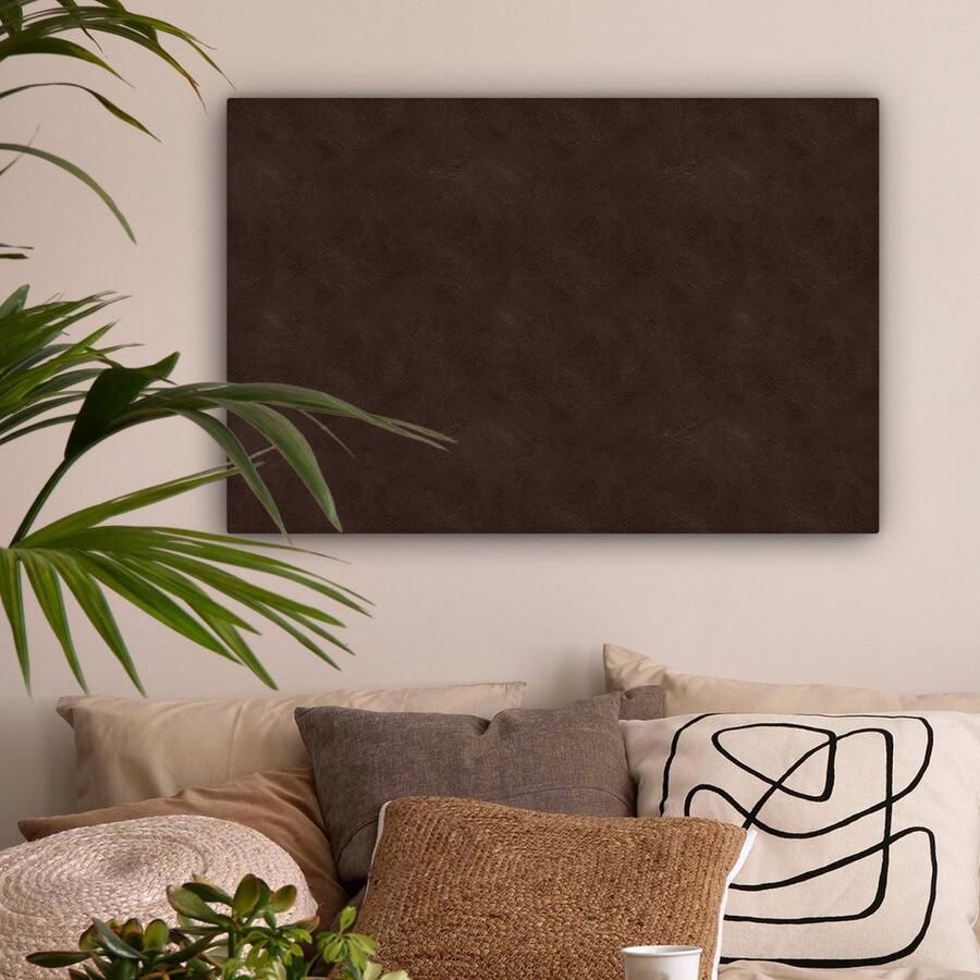 OneMillionCanvasses Canvas Schilderij Inductie beschermer Leer Bruin Dierenhuid 90x60 cm Wanddecoratie - Foto 3