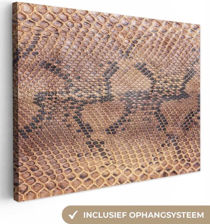 OneMillionCanvasses Canvas Schilderij Inductie beschermer Leer Bruin Dierenhuid 120x90 cm Wanddecoratie - Foto 2