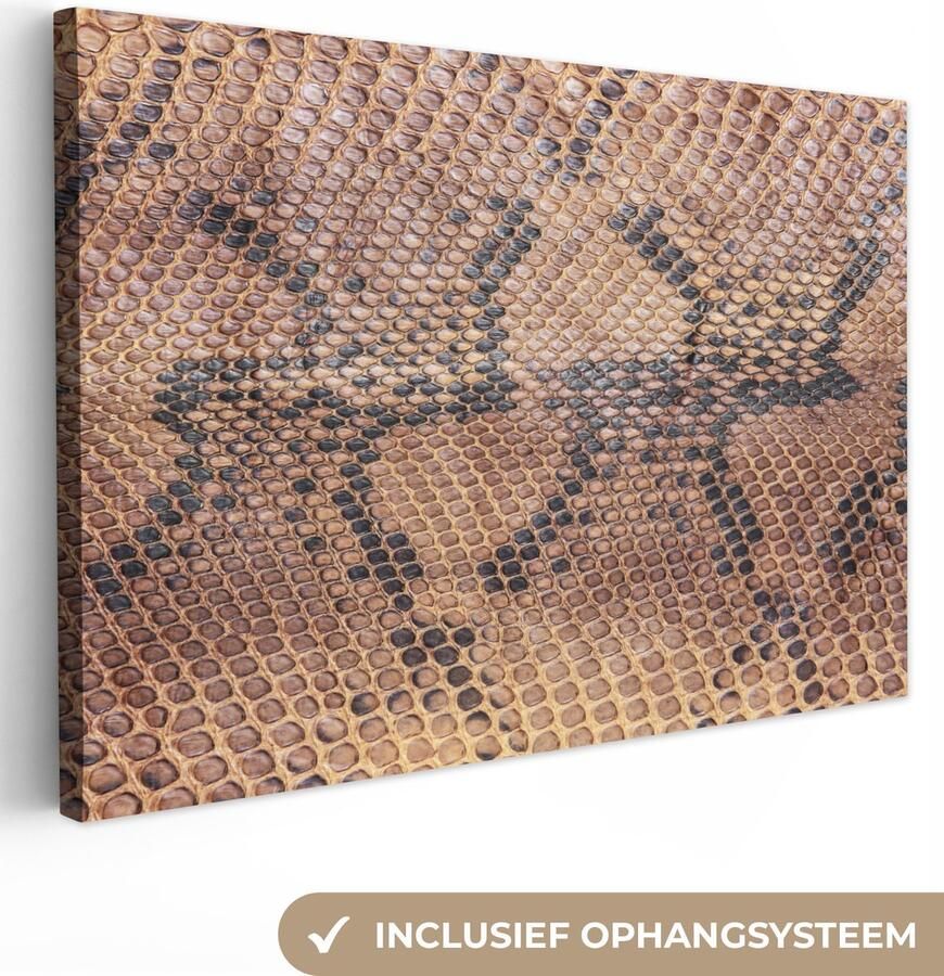 OneMillionCanvasses Canvas Schilderij Inductie beschermer Leer Bruin Dierenhuid 30x20 cm Wanddecoratie - Foto 2