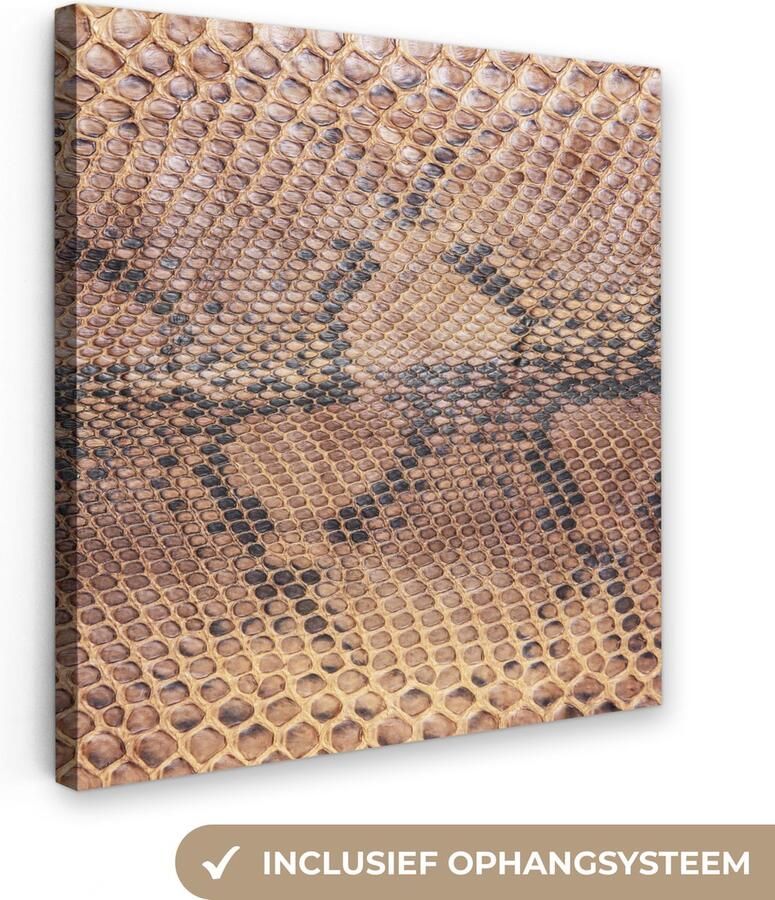 OneMillionCanvasses Canvas Schilderij Inductie beschermer Leer Bruin Dierenhuid 90x90 cm Wanddecoratie