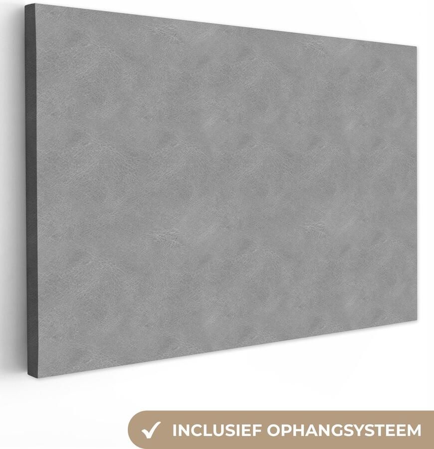 OneMillionCanvasses Canvas schilderij 140x90 cm Wanddecoratie Inductie beschermer Leer Grijs Dierenhuid Muurdecoratie woonkamer Slaapkamer decoratie Kamer accessoires Schilderijen