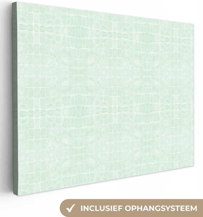 OneMillionCanvasses Canvas Schilderij Inductie beschermer Leer Groen Dierenhuid 40x30 cm Wanddecoratie - Foto 3