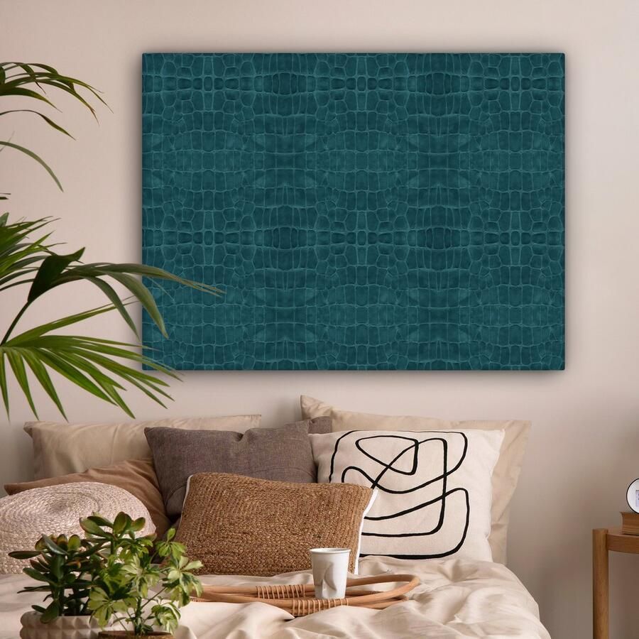 OneMillionCanvasses Canvas Schilderij Inductie beschermer Leer Groen Dierenhuid 120x90 cm Wanddecoratie - Foto 3