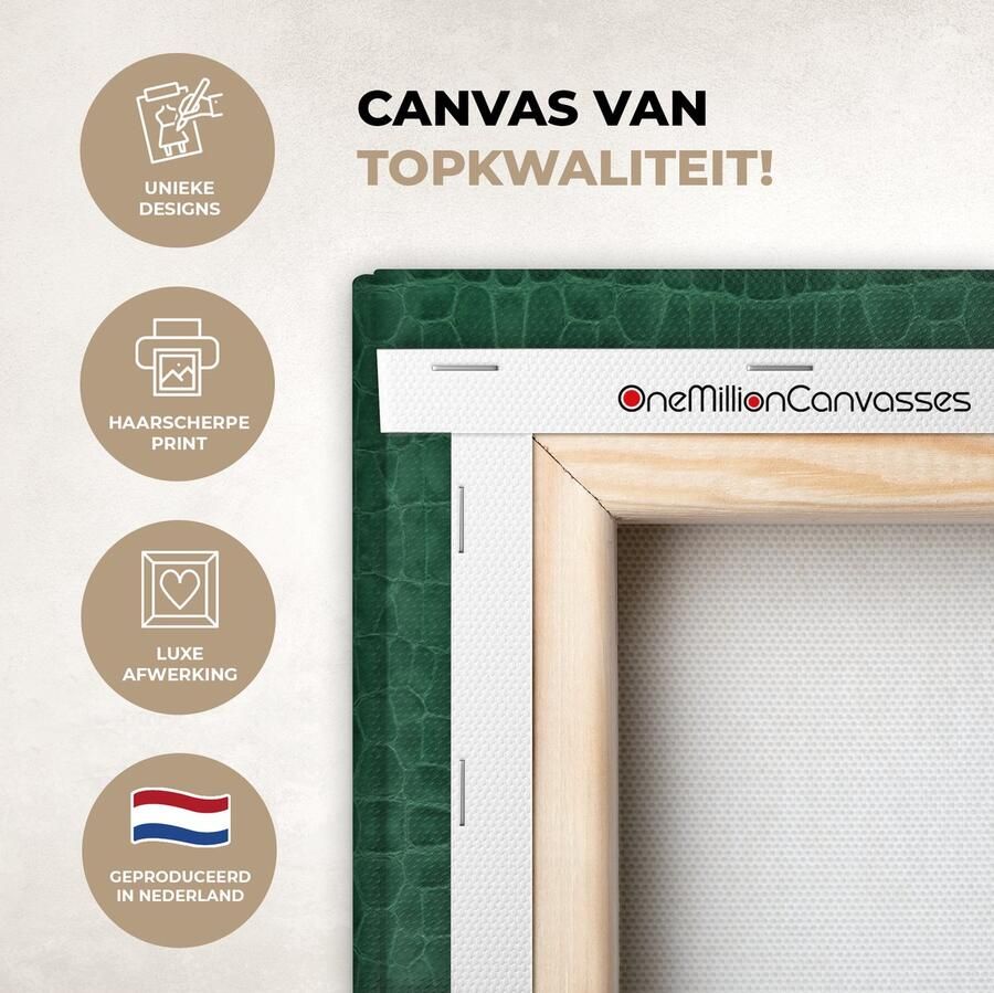 OneMillionCanvasses Canvas Schilderij Inductie beschermer Leer Groen Dierenhuid 30x20 cm Wanddecoratie - Foto 2