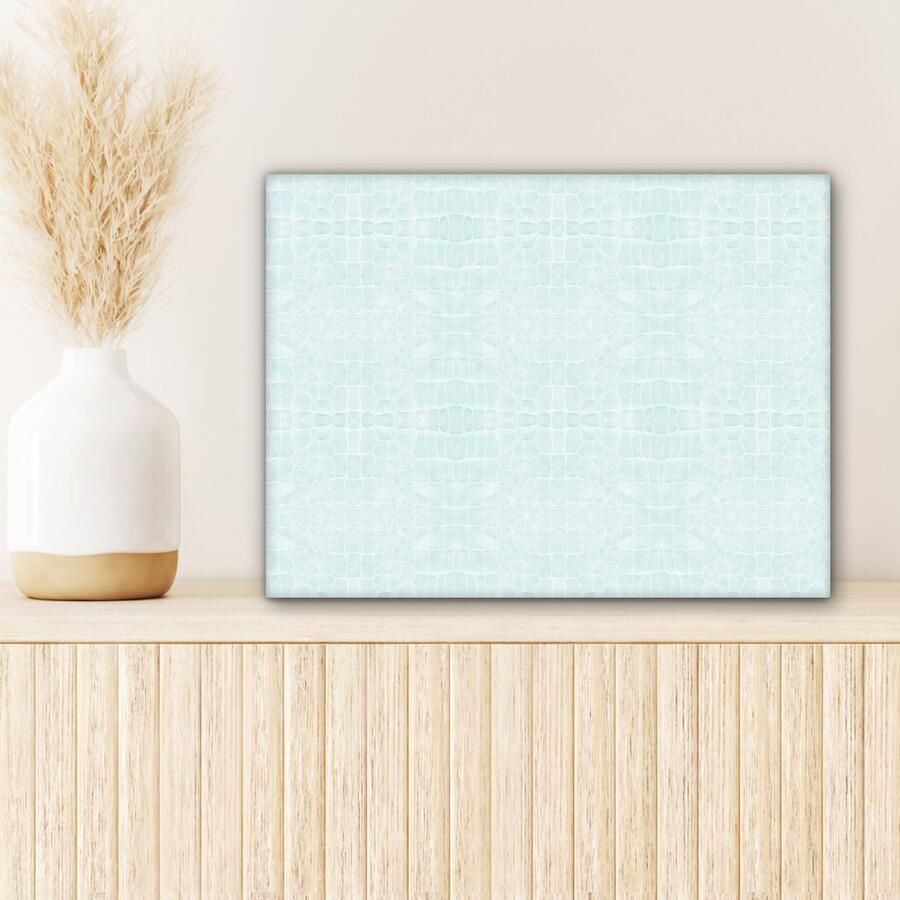 OneMillionCanvasses Canvas Schilderij Inductie beschermer Leer Groen Dierenhuid 40x30 cm Wanddecoratie