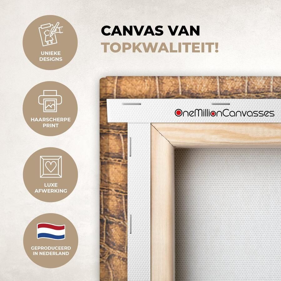 OneMillionCanvasses Canvas Schilderij Inductie beschermer Leer Oranje Dierenhuid 90x90 cm Wanddecoratie - Foto 2