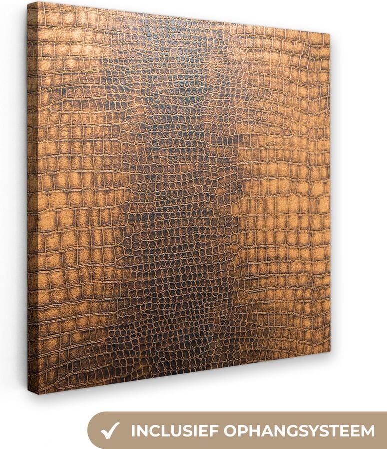 OneMillionCanvasses Canvas Schilderij Inductie beschermer Leer Oranje Dierenhuid 50x50 cm Wanddecoratie