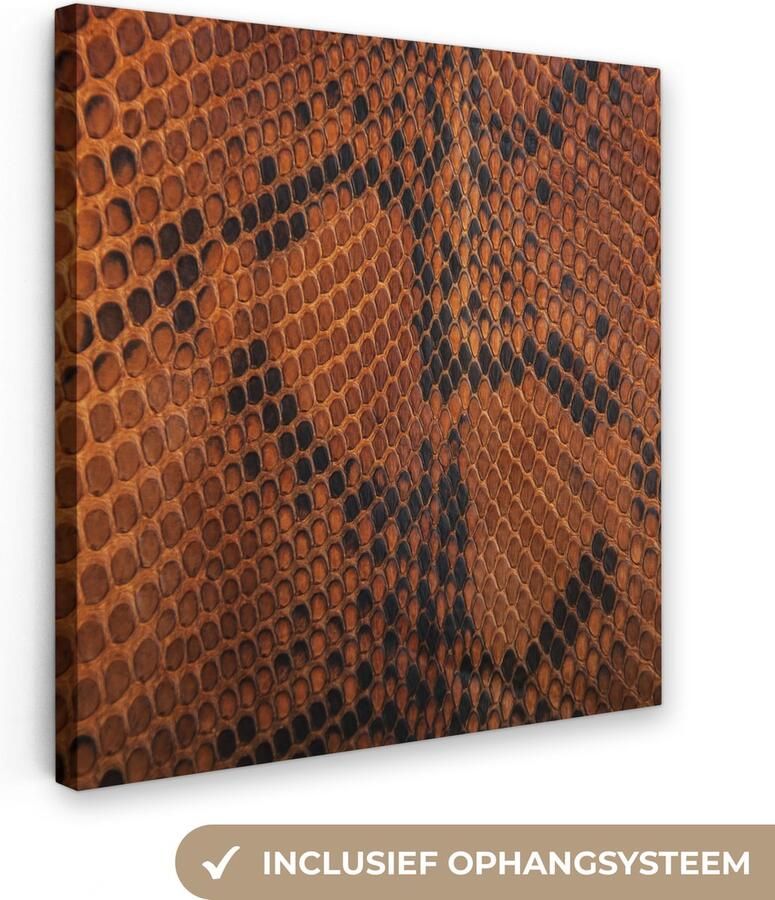 OneMillionCanvasses Canvas Schilderij Inductie beschermer Leer Oranje Dierenhuid 20x20 cm Wanddecoratie