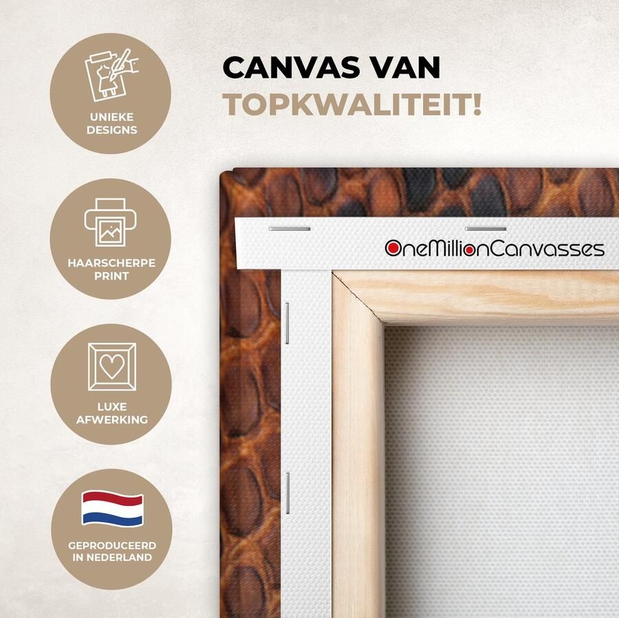 OneMillionCanvasses Canvas Schilderij Inductie beschermer Leer Oranje Dierenhuid 90x90 cm Wanddecoratie