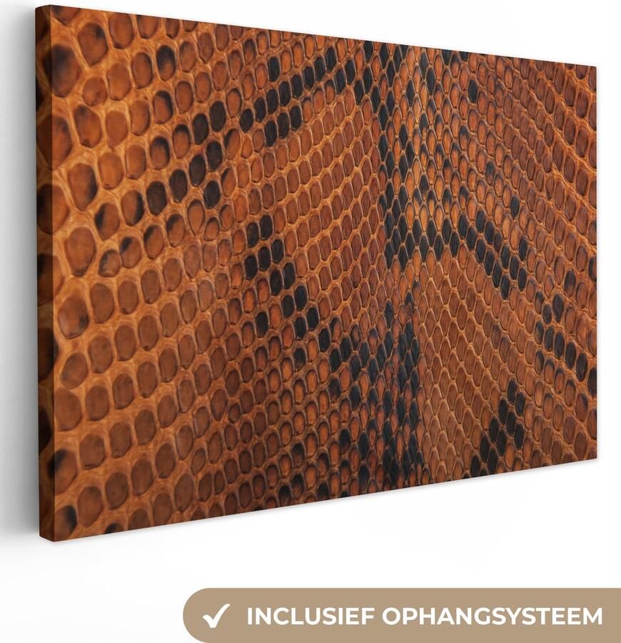 OneMillionCanvasses Canvas schilderij 140x90 cm Wanddecoratie Inductie beschermer Leer Oranje Dierenhuid Muurdecoratie woonkamer Slaapkamer decoratie Kamer accessoires Schilderijen