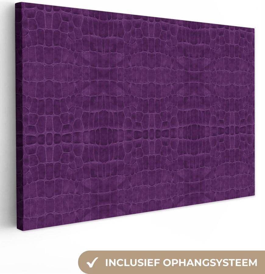 OneMillionCanvasses Canvas Schilderij Inductie beschermer Leer Paars Dierenhuid 120x80 cm Wanddecoratie